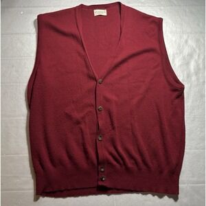 Vintage Classics Pine State Mens XXL Red Sweater Vest USA Made Button Front